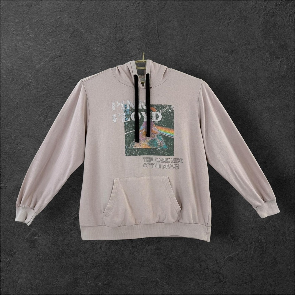 Pink Floyd‎ Hoodie Mens 2XL Beige Dark Side Of The Moon Prism Graphic Pullover